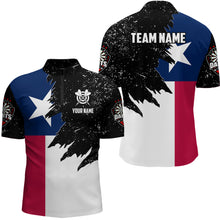 Load image into Gallery viewer, Personalized Texas Flag Grunge Men Darts Polo &amp; Quarter-Zip Shirts, Patriotic Dart Jerseys Uniform TDM3416