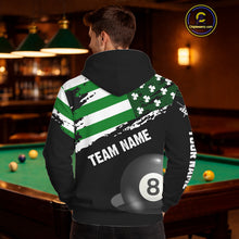 Load image into Gallery viewer, Personalized US Flag St Patrick Day Billiard Hoodie Custom Luckiest Shamrock 8 Ball Hoodie TDM5707