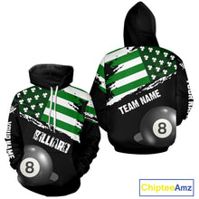 Load image into Gallery viewer, Personalized US Flag St Patrick Day Billiard Hoodie Custom Luckiest Shamrock 8 Ball Hoodie TDM5707
