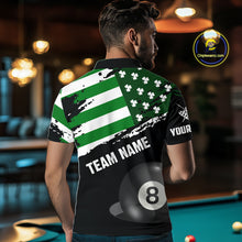Load image into Gallery viewer, Personalized US Flag St Patrick Day Billiard Shirt For Men, Luckiest Shamrock 8 Ball Pool Jersey TDM5707