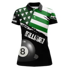 Load image into Gallery viewer, Personalized US Flag St Patrick Day Billiard Shirt For Women, Luckiest Shamrock 8 Ball Pool Jersey TDM5707