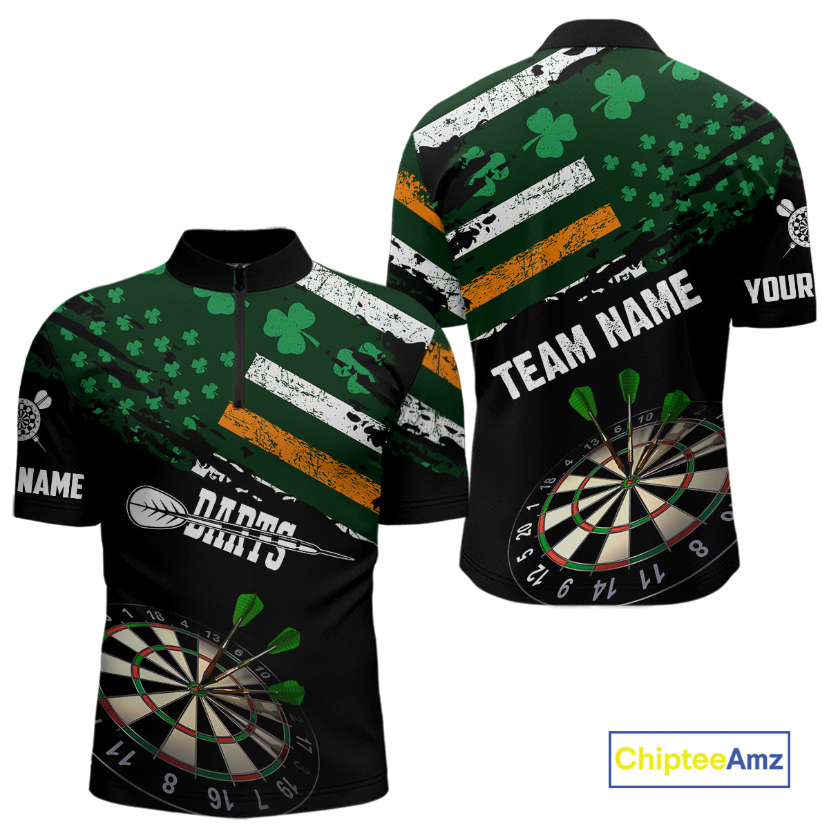 Personalized US Flag St Patrick Day Dart Shirts For Men Custom Patriotic Shamrock Darts Jerseys TDM5708