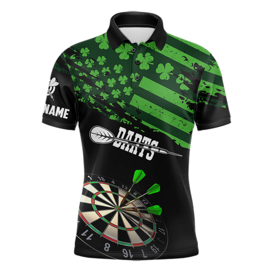 Personalized US Flag St Patrick Day Dart Shirts For Men Custom Luckiest Shamrock Darts Jerseys TDM5709