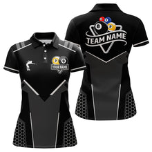Load image into Gallery viewer, Personalized 8 Ball &amp; 9 Ball Pool Billiard Polo, 1/4 Zip For Women Custom Team Billiard Jersey |White TDM3547