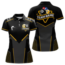 Load image into Gallery viewer, Personalized 8 Ball &amp; 9 Ball Pool Billiard Polo, 1/4 Zip For Women Custom Team Billiard Jersey|Yellow TDM3547