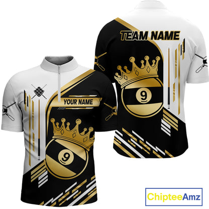 Personalized Golden 9 Ball Pool Crown Billiard Shirt For Men Custom Billiard Team Jerseys Uniform TDM4183