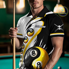 Load image into Gallery viewer, Personalized Yin-Yang Billiard Shirt For Men Custom 8 &amp; 9 Ball Funny Pool Team Jersey |Yellow TDM4572