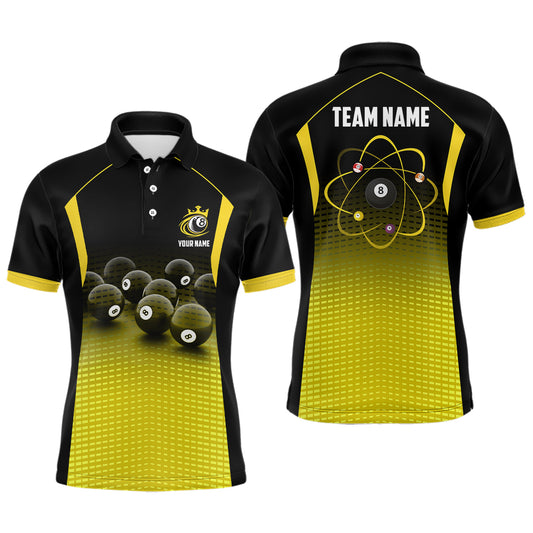 Personalized Billiard Balls Pool With Yellow Black Gradient Billiard Polo Shirts For Men TDM0091