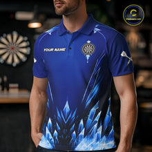 Load image into Gallery viewer, Personalized Blue Dartboard Icy Darts Polo &amp; 1/4 Zip Custom Darts Shirt For Men, Darts Team Jersey TDM5716