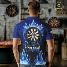 Load image into Gallery viewer, Personalized Blue Dartboard Icy Darts Polo &amp; 1/4 Zip Custom Darts Shirt For Men, Darts Team Jersey TDM5716