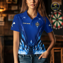 Load image into Gallery viewer, Personalized Blue Dartboard Icy Darts Polo &amp; 1/4 Zip Custom Darts Shirt For Women, Darts Team Jersey TDM5716