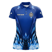 Load image into Gallery viewer, Personalized Blue Dartboard Icy Darts Polo &amp; 1/4 Zip Custom Darts Shirt For Women, Darts Team Jersey TDM5716