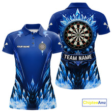 Load image into Gallery viewer, Personalized Blue Dartboard Icy Darts Polo &amp; 1/4 Zip Custom Darts Shirt For Women, Darts Team Jersey TDM5716