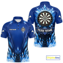 Load image into Gallery viewer, Personalized Blue Dartboard Icy Darts Polo &amp; 1/4 Zip Custom Darts Shirt For Men, Darts Team Jersey TDM5716