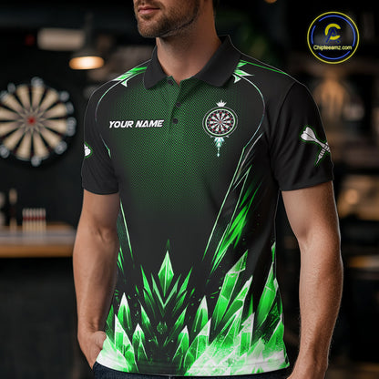 Personalized Green Dartboard Icy Darts Polo & 1/4 Zip Custom Dart Shirt For Men, Darts Team Jersey TDM5717