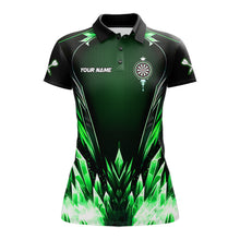 Load image into Gallery viewer, Personalized Green Dartboard Icy Darts Polo &amp; 1/4 Zip Custom Dart Shirt For Women, Darts Team Jersey TDM5717
