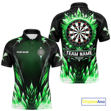 Load image into Gallery viewer, Personalized Green Dartboard Icy Darts Polo &amp; 1/4 Zip Custom Dart Shirt For Men, Darts Team Jersey TDM5717