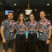 Load image into Gallery viewer, Billiards Vintage US Flag Custom Flame 8 Ball Pool Polo &amp; 1/4 Zip For Women, Billiard Team Jersey TDM6075