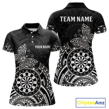 Load image into Gallery viewer, Custom White Black Tribal Dartboard Butterfly Darts Shirts For Women, Darts Team Jerseys Outfit TDM3988