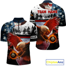 Load image into Gallery viewer, Custom American Flag Eagle 8 Ball Pool Vintage Billiard Shirts For Men, Patriotic Billiard Jerseys TDM3990