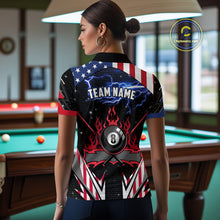 Load image into Gallery viewer, 8 Ball Pool Billiard Jersey Custom Lightning American Flag Women Billiard Shirts, 8 Ball Team Shirts TDM4579