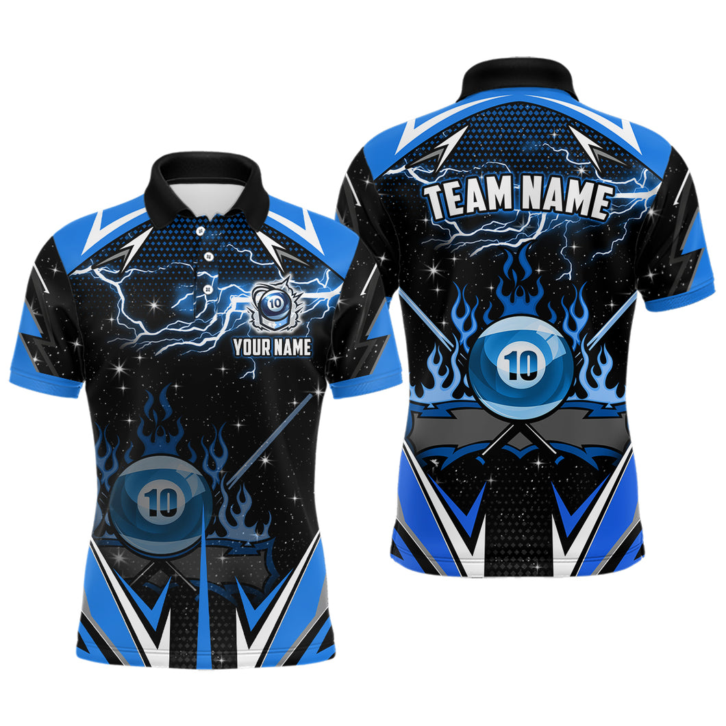 10 Ball Pool Billiard Jerseys For Men Custom Fire Flame 10 Ball Billiard League Team Shirts TDM2727