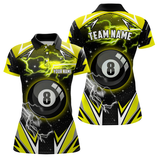 8 Ball Pool Billiard Jerseys For Women Custom Yellow Billiard Polo Shirts Team League Billiard Shirts TDM0560