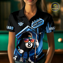 Load image into Gallery viewer, Blue Funny 8 Ball Billiard Shirt For Women Custom Pool Team Shirt, Billiard Jersey Polo &amp; 1/4 Zip TDM5205