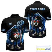 Load image into Gallery viewer, Blue Funny 8 Ball Billiard Shirt For Men Custom Pool Team Shirt, Billiard Jersey Polo &amp; 1/4 Zip TDM5205