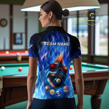 Load image into Gallery viewer, Personalized Blue Funny Shark Flame Women&#39;s Billiards Shirts Custom 8 Ball Billiard Team Jersey TDM5214