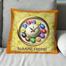 Load image into Gallery viewer, Funny Clock Billiard Balls Custom Yellow Pillow, Best Pool Throw Pillow TDM0903