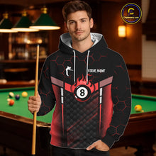 Load image into Gallery viewer, Personalized Red 8 Ball Flame Hoodie For Men And Women Custom Billiard Hoodie Pool Team Jersey TDM5732