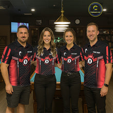Load image into Gallery viewer, Personalized Red 8 Ball Flame Billiard Polo &amp; Quarter Zip For Men, 8 Ball Pool Team Jersey TDM5732