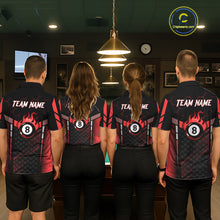 Load image into Gallery viewer, Personalized Red 8 Ball Flame Billiard Polo &amp; Quarter Zip For Men, 8 Ball Pool Team Jersey TDM5732