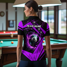 Load image into Gallery viewer, Purple 8 Ball Pool Billiard Jersey Women Quarter-Zip Shirt Custom Team League Billiard Shirt TDM1448