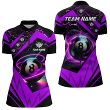 Load image into Gallery viewer, Purple 8 Ball Pool Billiard Jersey Women Quarter-Zip Shirt Custom Team League Billiard Shirt TDM1448