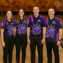 Load image into Gallery viewer, Funny Neon Bowling Ball Polo &amp; Quarter Zip Shirt For Women Custom Bowling Team Shirt, Bowling Jersey TDM6519
