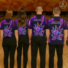 Load image into Gallery viewer, Funny Neon Bowling Ball Polo &amp; Quarter Zip Shirt For Women Custom Bowling Team Shirt, Bowling Jersey TDM6519