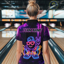 Load image into Gallery viewer, Funny Neon Bowling Ball Polo &amp; Quarter Zip Shirt For Women Custom Bowling League Team Jersey TDM6520