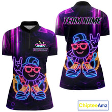 Load image into Gallery viewer, Funny Neon Bowling Ball Polo &amp; Quarter Zip Shirt For Women Custom Bowling League Team Jersey TDM6520