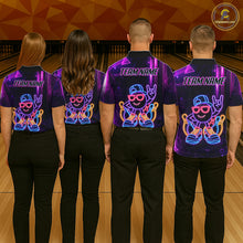 Load image into Gallery viewer, Funny Neon Bowling Ball Polo &amp; Quarter Zip Shirt For Women Custom Bowling League Team Jersey TDM6520