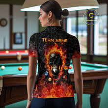 Load image into Gallery viewer, Billiards 8 Ball Flame Skull Fire Custom Pool Shirts For Women, Unique Team League Billiard Jerseys TDM1826