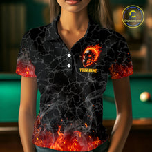 Load image into Gallery viewer, Billiards 8 Ball Flame Skull Fire Custom Pool Shirts For Women, Unique Team League Billiard Jerseys TDM1826