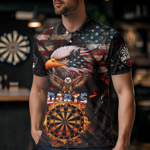 American Flag 3D Dartboard Fire Flame Custom Eagle Darts Shirt For Men, Patriotic Darts Team Jersey TDM1828