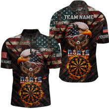 Load image into Gallery viewer, American Flag 3D Dartboard Fire Flame Custom Eagle Darts Shirt For Men, Patriotic Darts Team Jersey TDM1828