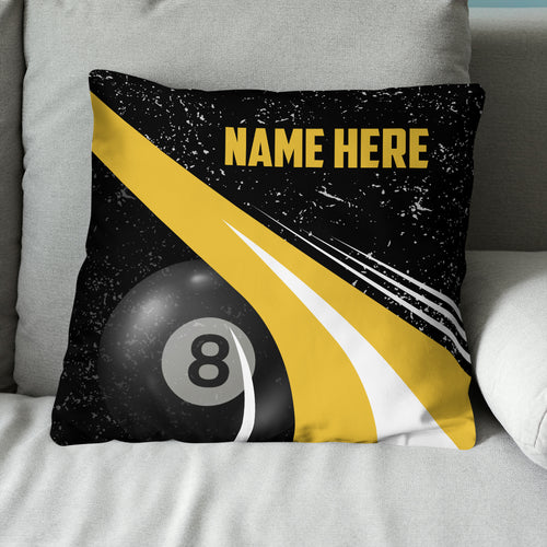 Personalized Grunge Yellow Black Billiard Pillows, Best 8 Ball Pillows TDM0910
