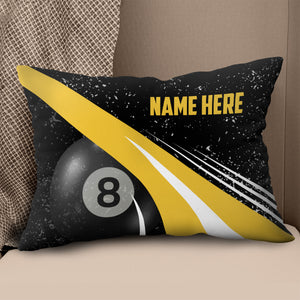Personalized Grunge Yellow Black Billiard Pillows, Best 8 Ball Pillows TDM0910