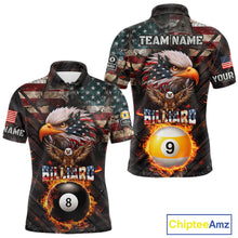 Load image into Gallery viewer, American Flag 8 Ball &amp; 9 Ball Fire Custom Eagle Billiard Shirt For Men, Patriotic Pool Team Jersey TDM5932