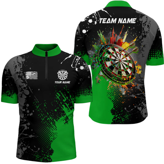 Personalized Paint Red 3D Dartboard Men Quarter-Zip Shirts Custom Darts Jerseys Attire TDM1249