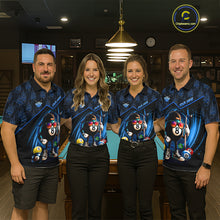 Load image into Gallery viewer, Blue Funny 8 Ball Pool Billiard Shirt For Women Custom Flame Billiard Team Jersey Polo &amp; 1/4 Zip TDM6346